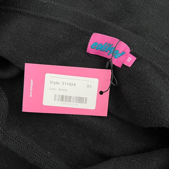 EDIKTED LYDIA HALTER KNITTED BLACK MINI DRESS OPEN BACK XS NWT - Picture 5 of 5